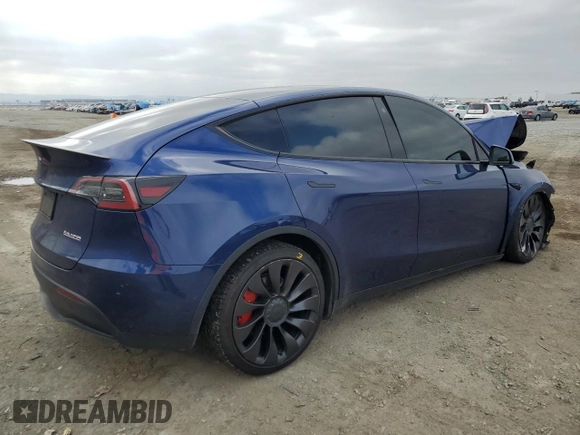 2022 Tesla Model Y Performance with VIN 7SAYGDEF4NF394472, listed as a Copart auction lot 44019665 with Not Provided miles and Non Repairable. Bid and sale history available at DreamBid. Image 3.