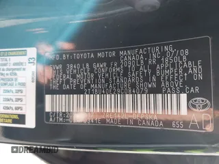 2009 Toyota Corolla with VIN 2T1BU40E29C084079, listed as a IAAI auction lot 41932383 with 172,784 mi miles. Bid and sale history available at carsss.com. Image 9.
