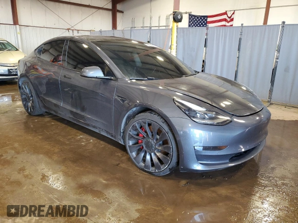 2022 Tesla Model 3 Performance with VIN 5YJ3E1EC6NF107912, listed as a Copart auction lot 46126545 with 31,389 mi miles and Salvage Title. Bid and sale history available at carsss.com. Image 4.
