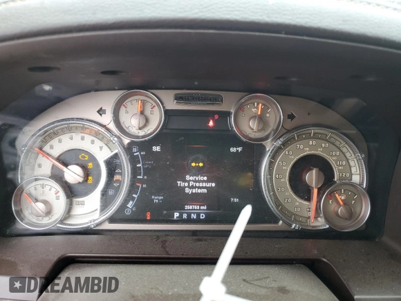 2013 Ram 1500 Laramie Longhorn with VIN 1C6RR7PT0DS647022, listed as a Copart auction lot 58047165 with 258,753 mi miles and Salvage title. Bid and sale history available at DreamBid. Image 9.