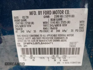 2020 Ford Edge SEL с VIN 2FMPK3J97LBA66471, выставлен на аукционе IAAI как лот 42284896 с пробегом 43 935 миль миль и . История ставок и продаж доступна на DreamBid. Изображение 9.