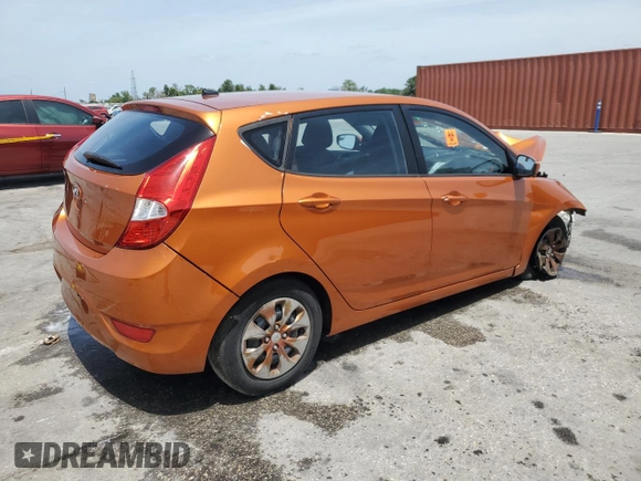 2015 Hyundai Accent GS with VIN KMHCT5AE2FU221236, listed as a Copart auction lot 53958695 with 46,265 mi miles and Salvage Title. Bid and sale history available at carsss.com. Image 3.