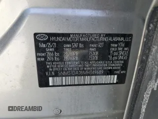 2021 Hyundai Santa Fe SE with VIN 5NMS1DAJ8MH349689, listed as a Copart auction lot 42316995 with 184,253 mi miles and Salvage Title. Bid and sale history available at carsss.com. Image 13.
