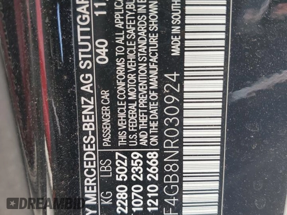 2022 Mercedes-Benz C 300 с VIN W1KAF4GB8NR030924, выставлен на аукционе Copart как лот 60078065 с пробегом Не указан миль и Чистый • Clean title. История ставок и продаж доступна на DreamBid. Изображение 12.