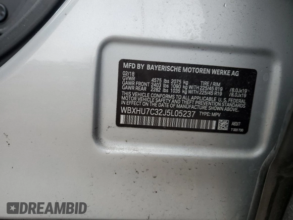 2018 BMW X1 sDrive28i with VIN WBXHU7C32J5L05237, listed as a Copart auction lot 45480895 with 75,638 mi miles and Salvage Title. Bid and sale history available at carsss.com. Image 12.