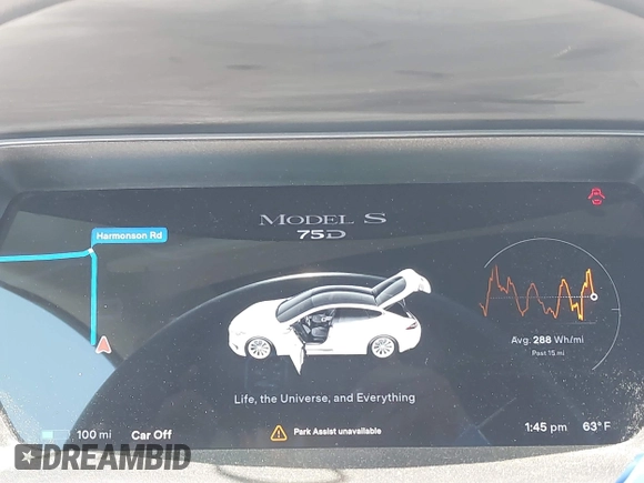 2017 Tesla Model S 100D with VIN 5YJSA1E20HF232570, listed as a IAAI auction lot 42037409 with 68,957 mi miles and . Bid and sale history available at DreamBid. Image 7.