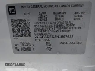 2022 Chevrolet Silverado 1500 RST with VIN 2GCPADED2N1507623, listed as a IAAI auction lot 41484236 with 45,070 mi miles and . Bid and sale history available at DreamBid. Image 9.