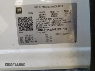 2021 Chevrolet Traverse LT Leather with VIN 1GNEVHKW9MJ235799, listed as a Copart auction lot 62267434 with 54,602 mi miles and Salvage Title. Bid and sale history available at carsss.com. Image 13.