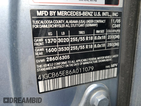 2006 Mercedes-Benz R 3.5L с VIN 4JGCB65E86A011079, выставлен на аукционе Copart как лот 53574165 с пробегом 206 690 миль миль и Чистый • Clean title. История ставок и продаж доступна на DreamBid. Изображение 13.