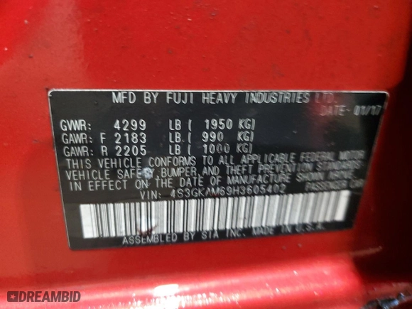 2017 Subaru Impreza Sport with VIN 4S3GKAM69H3605402, listed as a Copart auction lot 47964745 with 103,066 mi miles and Salvage Title. Bid and sale history available at carsss.com. Image 13.