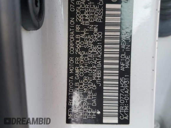 2010 Lexus HS with VIN JTHBB1BA1A2001130, listed as a Copart auction lot 74624334 with 139,193 mi miles and Salvage Title. Bid and sale history available at carsss.com. Image 12.
