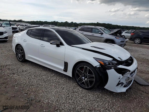 2022 Kia Stinger GT1 with VIN KNAE45LC4N6122102, listed as a Copart auction lot 57122094 with 15,491 mi miles and Salvage Title. Bid and sale history available at carsss.com. Image 4.