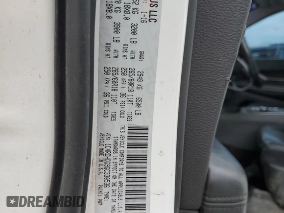 2016 Dodge Durango Limited with VIN 1C4RDHDG9GC330536, listed as a Copart auction lot 54348135 with 163,212 mi miles and Clean Title. Bid and sale history available at carsss.com. Image 13.