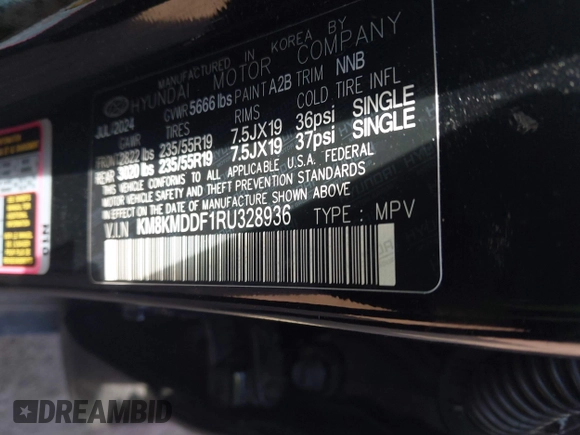 2024 Hyundai Ioniq 5 SE z VIN KM8KMDDF1RU328936, wystawiony jako IAAI lot #41983318 z przebiegiem 16 900 mil mil oraz . Historia ofert i sprzedaży dostępna na DreamBid. Obrazek 9.