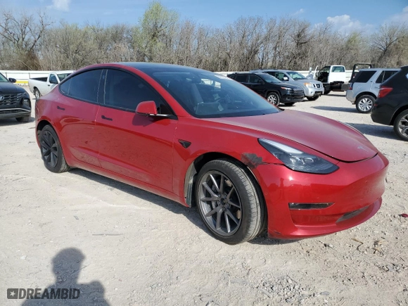 2021 Tesla Model 3 Long Range with VIN 5YJ3E1EB4MF035663, listed as a Copart auction lot 50725345 with 77,140 mi miles and Salvage Title. Bid and sale history available at carsss.com. Image 4.