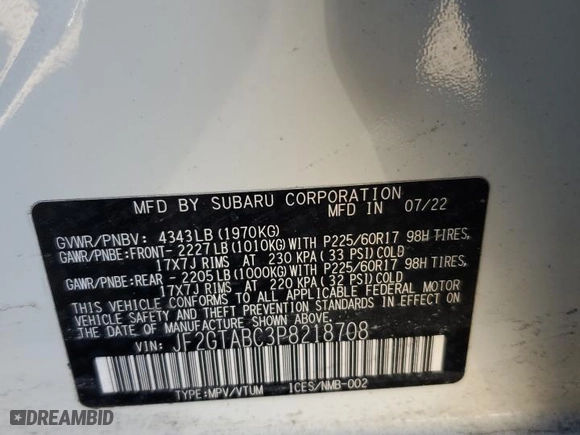 2023 Subaru Crosstrek with VIN JF2GTABC3P8218708, listed as a Copart auction lot 46932065 with 32,482 mi miles and Salvage Title. Bid and sale history available at carsss.com. Image 13.