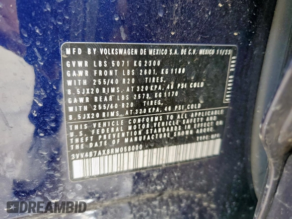 2024 Volkswagen Tiguan SEL R-Line с VIN 3VV4B7AX8RM058000, выставлен на аукционе Copart как лот 56500035 с пробегом 8 572 миль миль и Списание • Salvage title. История ставок и продаж доступна на DreamBid. Изображение 13.