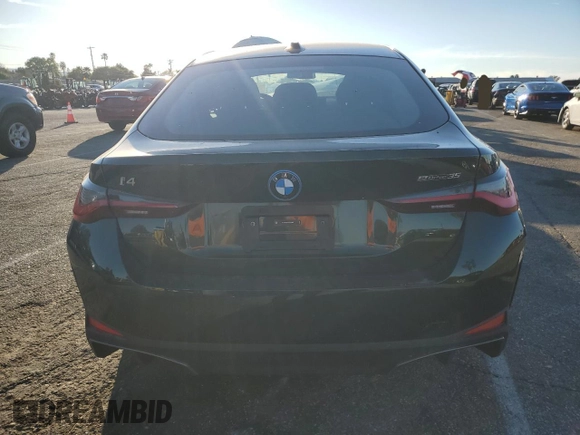 2023 BMW i4 eDrive35 with VIN WBY43AW03PFR26405, listed as a Copart auction lot 39096884 with 0 mi miles. Bid and sale history available at carsss.com. Image 6.