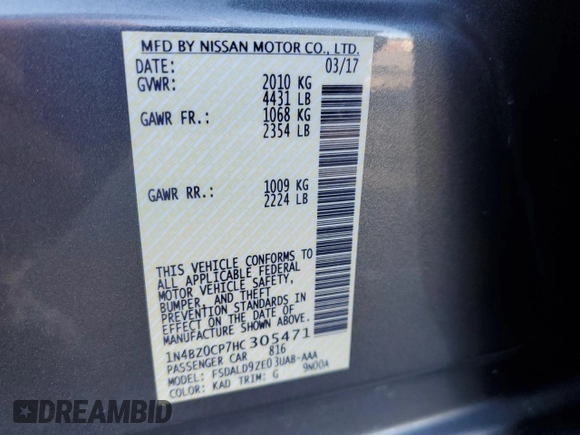2017 Nissan LEAF S with VIN 1N4BZ0CP7HC305471, listed as a Copart auction lot 48620625 with 77,136 mi miles and Salvage title. Bid and sale history available at DreamBid. Image 13.