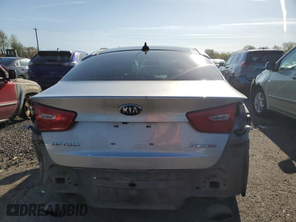 2015 Kia Optima SX Turbo with VIN 5XXGR4A64FG369434, listed as a Copart auction lot 53013555 with 119,398 mi miles and Salvage title. Bid and sale history available at DreamBid. Image 6.