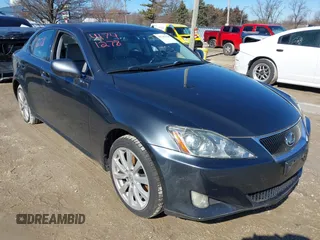 2007 Lexus IS 250 with VIN JTHCK262X75010574, listed as a IAAI auction lot 41741278 with 154,327 mi miles. Bid and sale history available at carsss.com. Image 1.
