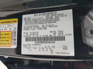 2017 Ford Fusion Titanium with VIN 3FA6P0K9XHR187444, listed as a IAAI auction lot 41753374 with 88,029 mi miles. Bid and sale history available at carsss.com. Image 9.