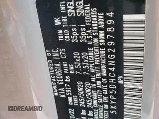 2022 Kia Telluride SX with VIN 5XYP5DHC4NG297894, listed as a Copart auction lot 51652305 with 36,308 mi miles and Salvage Title. Bid and sale history available at carsss.com. Image 14.