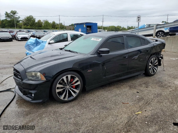 2012 Dodge Charger SRT8 with VIN 2C3CDXEJ8CH217246, listed as a Copart auction lot 71079334 with 105,528 mi miles and Salvage Title. Bid and sale history available at carsss.com. Image 1.