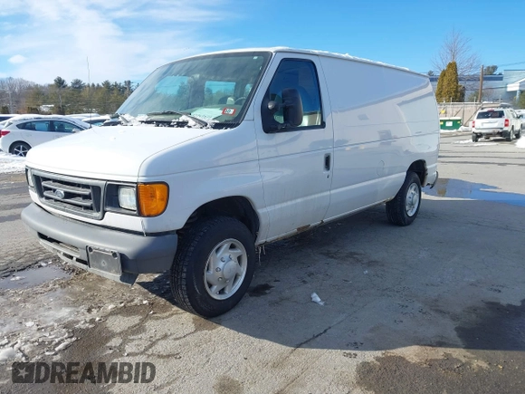 2007 Ford Econoline Cargo Commercial with VIN 1FTNE14W47DB31284, listed as a IAAI auction lot 41547430 with 85,413 mi miles and . Bid and sale history available at DreamBid. Image 2.
