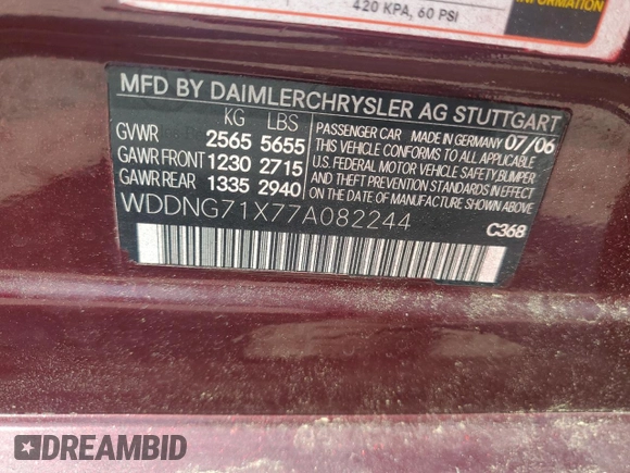 2007 Mercedes-Benz S 550 z VIN WDDNG71X77A082244, wystawiony jako Copart lot #59177585 z przebiegiem 151 644 mil mil oraz Czysty tytuł • Clean title. Historia ofert i sprzedaży dostępna na DreamBid. Obrazek 12.