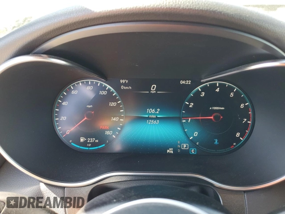 2022 Mercedes-Benz GLC 300 with VIN W1N0G8DB7NV399997, listed as a Copart auction lot 60511735 with 12,563 mi miles and Salvage title. Bid and sale history available at DreamBid. Image 9.