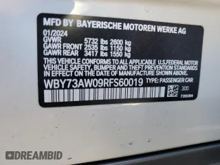 2024 BMW i4 eDrive40 with VIN WBY73AW09RFS60019, listed as a Copart auction lot 88818405 with 3,363 mi miles and Salvage Title. Bid and sale history available at carsss.com. Image 13.
