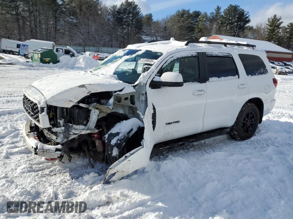 2021 Toyota Sequoia TRD Pro with VIN 5TDEY5B16MS183683, listed as a Copart auction lot 41399935 with 0 mi miles and Salvage Title. Bid and sale history available at carsss.com. Image 1.