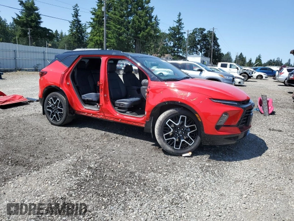 2023 Chevrolet Blazer RS with VIN 3GNKBKRSXPS104038, listed as a Copart auction lot 59301595 with 26,218 mi miles and Salvage title. Bid and sale history available at DreamBid. Image 4.