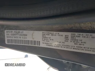2020 Ram 1500 Big Horn with VIN 1C6SRFFT1LN328030, listed as a IAAI auction lot 42264730 with 47,428 mi miles and . Bid and sale history available at DreamBid. Image 9.