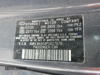 2023 Hyundai Elantra SEL z VIN KMHLM4AG4PU627979, wystawiony jako Copart lot #54183965 z przebiegiem 76 423 mil mil oraz Czysty tytuł • Clean title. Historia ofert i sprzedaży dostępna na DreamBid. Obrazek 12.