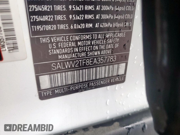 2014 Land Rover Range Rover Sport with VIN SALWV2TF8EA357783, listed as a Copart auction lot 54335435 with 73,606 mi miles and Salvage Title. Bid and sale history available at DreamBid. Image 12.