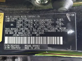 2008 Toyota Highlander Hybrid with VIN JTEEW41AX82023610, listed as a IAAI auction lot 41905788 with 277,370 mi miles. Bid and sale history available at carsss.com. Image 9.