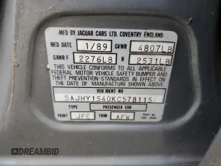 1989 Jaguar XJ with VIN SAJHY1540KC578115, listed as a Copart auction lot 69142274 with Not Provided miles and Clean Title. Bid and sale history available at DreamBid. Image 12.