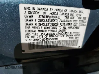 2005 Acura MDX with VIN 2HNYD18245H509105, listed as a Copart auction lot 48374825 with 0 mi miles and Salvage Title. Bid and sale history available at carsss.com. Image 13.