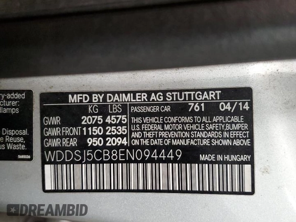 2014 Mercedes-Benz CLA 45 AMG z VIN WDDSJ5CB8EN094449, wystawiony jako Copart lot #46258665 z przebiegiem 114 363 mil mil oraz Szkoda całkowita • Salvage title. Historia ofert i sprzedaży dostępna na DreamBid. Obrazek 13.