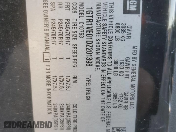 2013 GMC Sierra 1500 SLE z VIN 1GTR1VE01DZ201398, wystawiony jako Copart lot #88849105 z przebiegiem 82 312 mil mil oraz Szkoda całkowita • Salvage title. Historia ofert i sprzedaży dostępna na DreamBid. Obrazek 14.