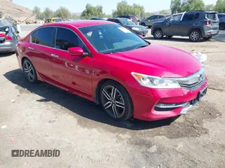 2016 Honda Accord Sport with VIN 1HGCR2F52GA230565, listed as a IAAI auction lot 42489200 with 132,242 mi miles and . Bid and sale history available at DreamBid. Image 1.