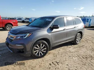 2021 Honda Pilot EX-L with VIN 5FNYF5H58MB001760, listed as a Copart auction lot 47061455 with 62,789 mi miles and Salvage Title. Bid and sale history available at carsss.com. Image 1.
