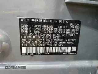 2024 Honda HR-V Sport с VIN 3CZRZ1H57RM742595, выставлен на аукционе Copart как лот 60568915 с пробегом 7 751 миль миль и Списание • Salvage title. История ставок и продаж доступна на DreamBid. Изображение 14.