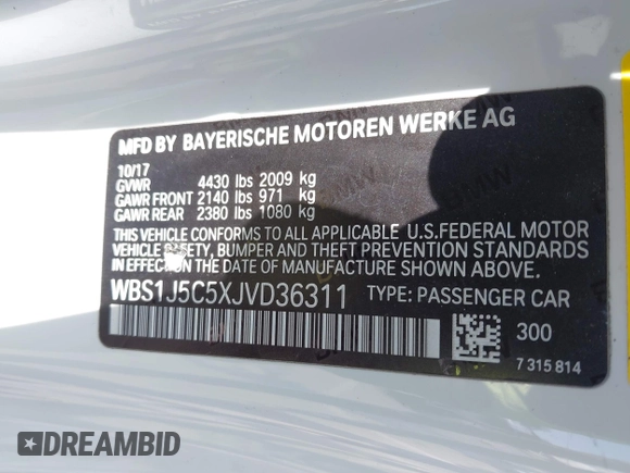 2018 BMW M2 with VIN WBS1J5C5XJVD36311, listed as a IAAI auction lot 41987128 with 0 mi miles. Bid and sale history available at carsss.com. Image 9.