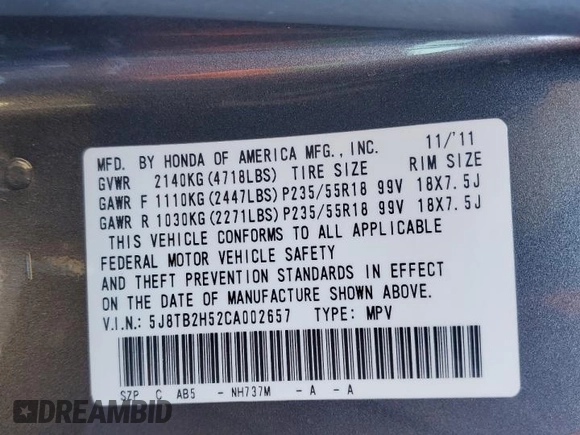 2012 Acura RDX Tech Pkg with VIN 5J8TB2H52CA002657, listed as a Copart auction lot 41883305 with 91,108 mi miles and Salvage Title. Bid and sale history available at carsss.com. Image 13.