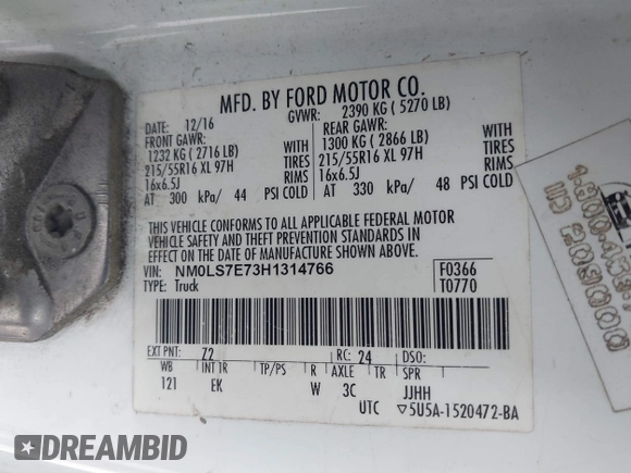 2017 Ford Transit Connect XL с VIN NM0LS7E73H1314766, выставлен на аукционе IAAI как лот 42435711 с пробегом 221 811 миль миль и . История ставок и продаж доступна на DreamBid. Изображение 9.