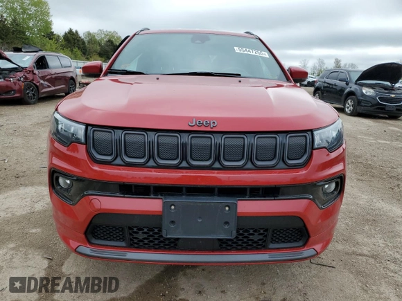 2022 Jeep Compass High Altitude с VIN 3C4NJDCB9NT136404, выставлен на аукционе Copart как лот 55447255 с пробегом 54 607 миль миль и Списание • Salvage title. История ставок и продаж доступна на DreamBid. Изображение 5.