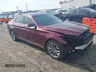 2015 Hyundai Genesis 3.8L with VIN KMHGN4JE0FU043557, listed as a IAAI auction lot 41599737 with 97,815 mi miles. Bid and sale history available at carsss.com. Image 1.